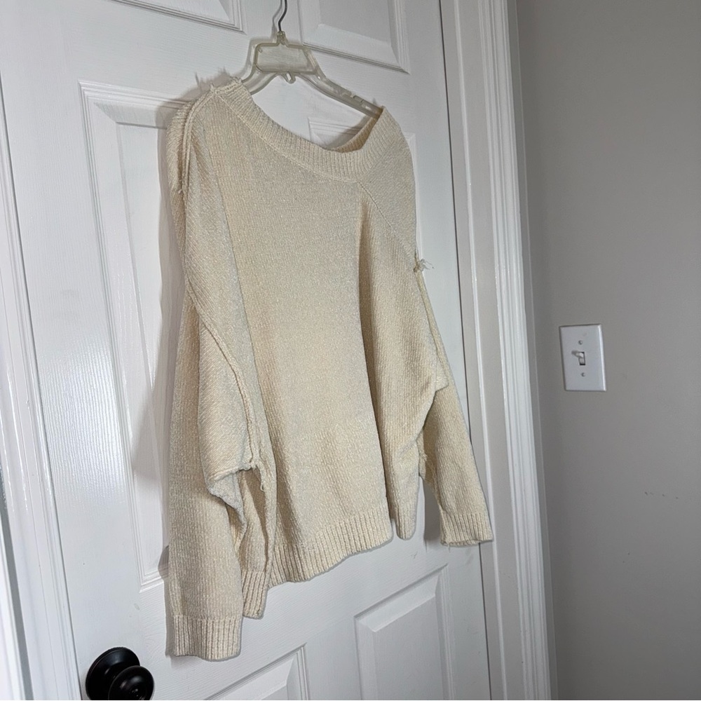 Umgee Off-the-Shoulder Cream Sweater - Picture 3 of 14